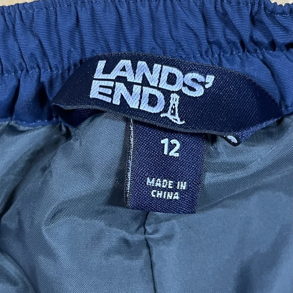 Lands End Youth Snowpants Size 12 Navy Elastic Waist & Boot Cuffs Thermal Warm